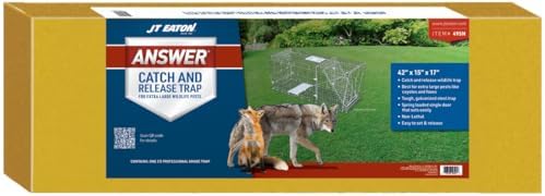 JT Eaton Answer Humane Live Catch Trap for Coyotes & Large Pests | Heavy-Duty Cage Trap; Catches Coyotes, Foxes, and Armadillos; Galvanized Wire; Humane Catch and Release