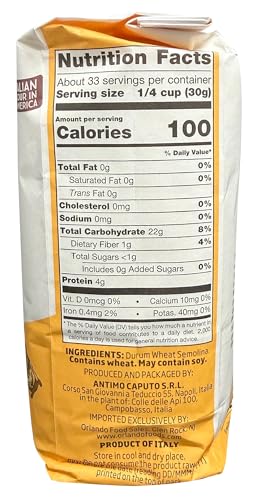 Antimo Caputo Semolina Wheat Flour 2.2 LB (Pack of 6) Bulk - Italian Durum Semola Di Grano - All Natural Dough for Fresh Pasta