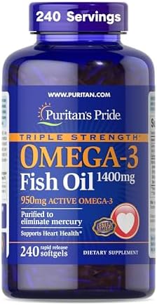 Puritan's Pride Triple Strength Omega-3 Fish Oil 1400mg, 240 Softgels