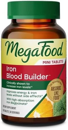 MegaFood Blood Builder Iron Supplement, Energy Support, 72 Mini Tablets