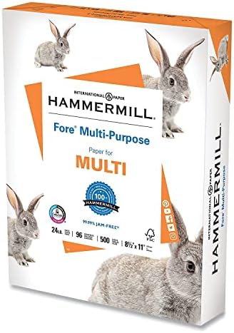 Hammermill Printer Paper, Fore Multipurpose 24 lb Copy Paper, 8.5 x 11 - 1 Ream (500 Sheets) - 96 Bright, Made in the USA