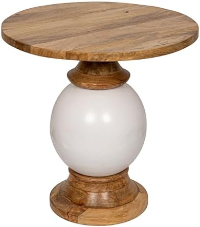 Creative Co-Op Mango Wood & Metal Round Pedestal Table