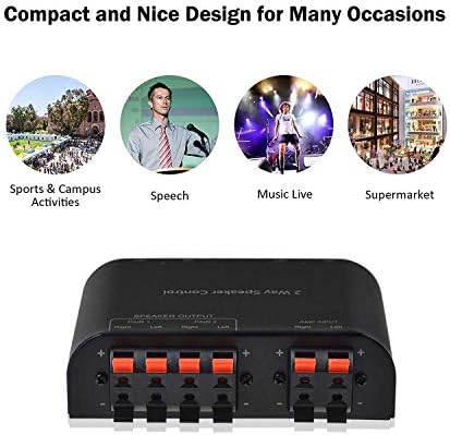 A ADWITS 2-Channel Speaker Switcher Selector Box with Terminal Claps 150W RMS per Channel, Black