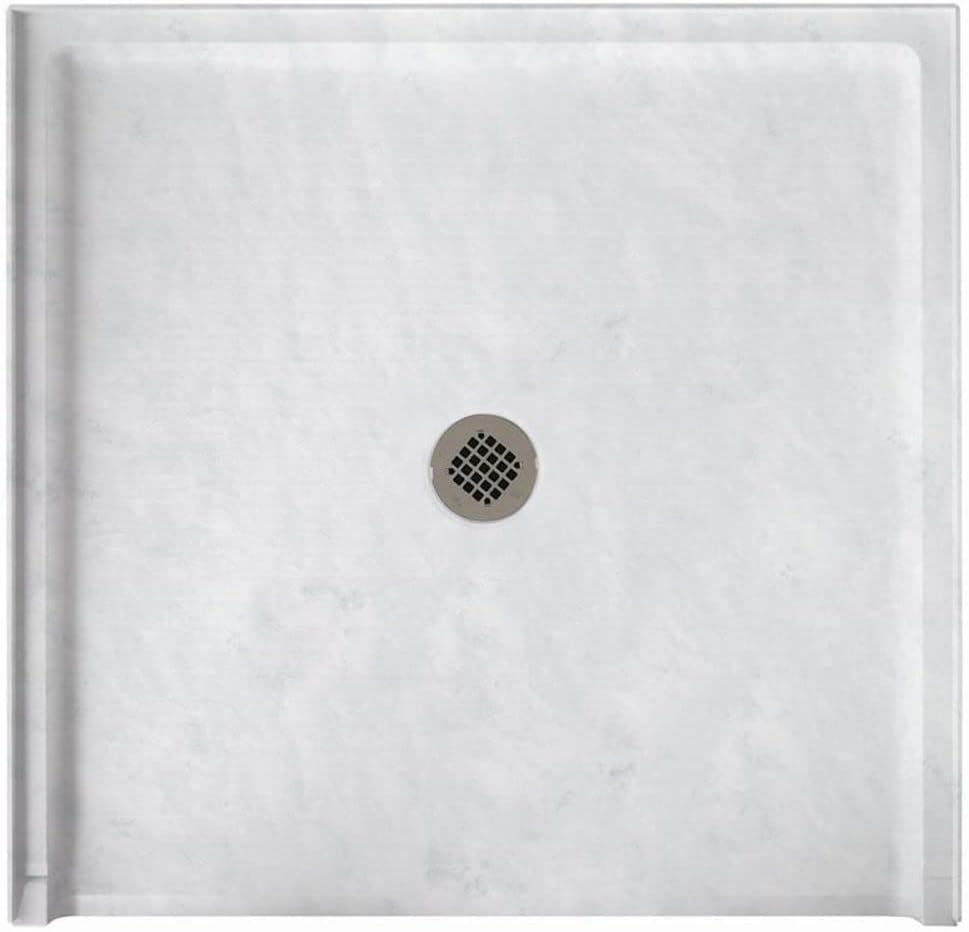 Swan SF03454MD.130 54-in L x 34-in W x 5.5-in H Solid Surface Shower Base, Ice