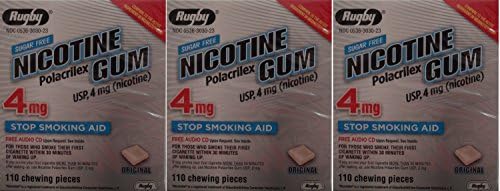 Nicotine Gum 4mg Sugar Free Original Generic for Nicorette 110 Pieces per Box Pack of 3 Total 300 Pieces