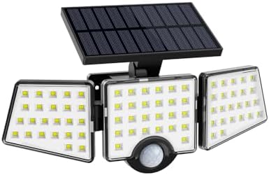 LE Solar Lights for Outside, Solar Lights Outdoor with Motion Sensor, WL4000 High Brightness, 3 Adjustable Heads 270° Wide Lighting Angle