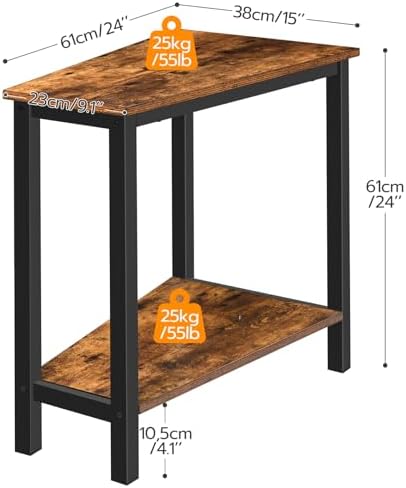 HOOBRO Wedge End Table, Recliner Wedge Side Table with Storage, Industrial Triangle Accent Table for Small Space, Corner, Living Room, Apartment