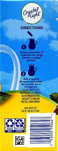 Crystal Light Iced Tea Drink Mix, Natural Lemon Flavor (12-Quart), 1.4-Ounce Packages (Pack of 4)