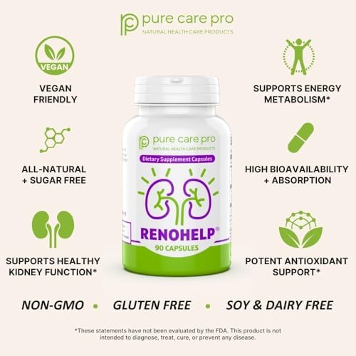 Renohelp Powerful All-Natural Kidney Support Supplement for Healthy Kidney Function, Creatinine Levels and Glomerular Filtration