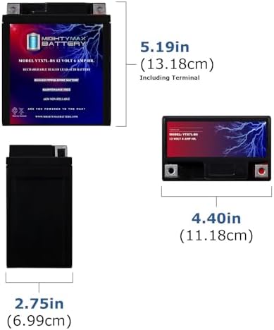 Mighty Max Battery YTX7L-BS -12 Volt 6 AH, 100 CCA, Rechargeable Maintenance Free SLA AGM Motorcycle Battery