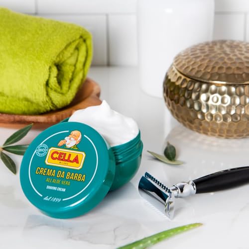 Cella Milano Bio Aloe Vera Shaving Cream Soap, 150 g Tub, Made in Italy