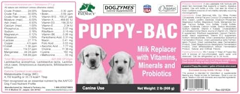 Dogzymes Puppy-Bac Milk Replacer formulated with The Proper ratios of Protein, Fat and nutrients for Growing Puppies (8 Ounce)