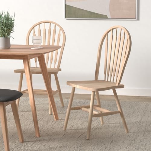 IC International Concepts Solid Wood Windsor ArrowBack Chair, Unfinished