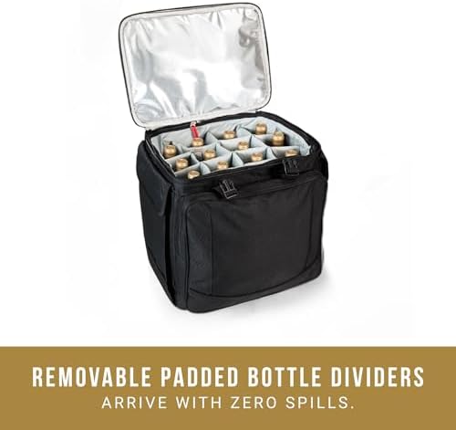 PICNIC TIME Bodega Rolling Wine Cooler, Insulated 12-Bottle Wine Cooler with Wheels, Outdoor Portable Rolling Ice Chest with Water-Resistant Liner