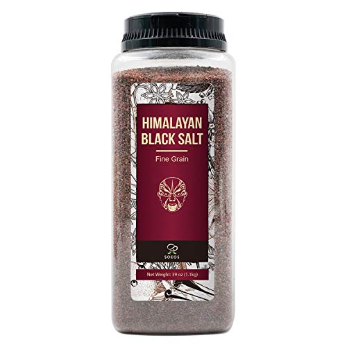 Soeos Black Salt, Coarse Grain, 2.4 LB(39 Oz), Natural Faux Egg Flavor