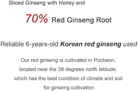 Pocheon 200g(20g x 10) 6Years Sliced Korean Panax Red Ginseng Root with Honey, Natural Immune Support