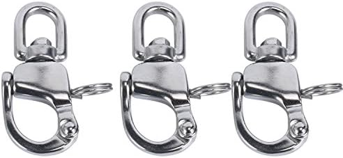 Amarine Made Pair of Swivel Eye Snap Shackle Quick Release Bail Rigging Sailing Boat Marine Stainless Steel for Sailboat Spinnaker Halyard CD309012