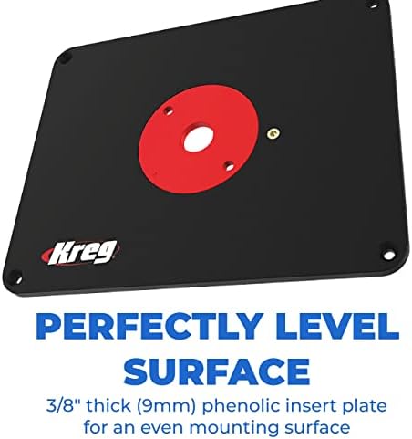 Kreg Precision Router Table Insert Plate - Predrilled for Porter Cable 690 890 and Bosch 1617 Routers - Level-Loc Rings - PRS4036