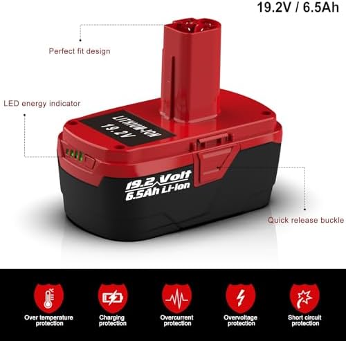 2Pack 6.5Ah C3 Lithium Battery Kits for Craftsman 19.2V Battery
