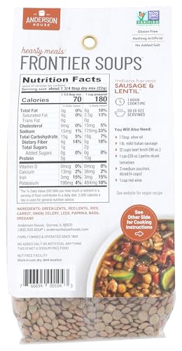 Frontier Soups Hearty Meals Indiana Harvest Sausage Lentil Soup Mix, 16 Ounce