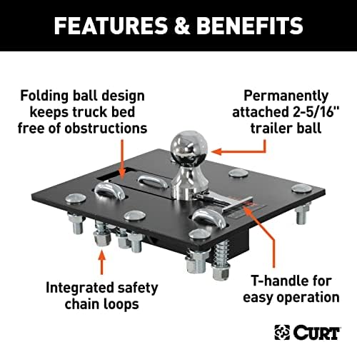 Curt Manufacturing 61052 Folding Ball Gooseneck Hitch Assembly