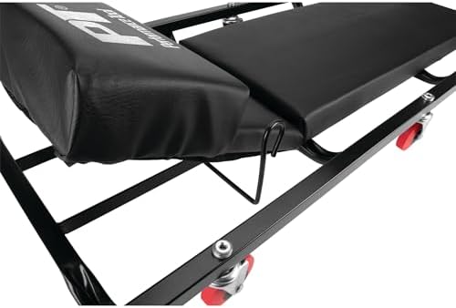 Performance Tool W85005 40 in. 6-Caster Rolling Shop Creeper | Automotive mechanics creeper with adjustable headrest. Heavy duty steel frame. Padded