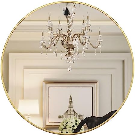 Growsun Black Round Mirror 24 inch, Wall Mounted Circle Mirror, Metal Framed Mirror for Bathroom Vanity, Bedroom Home Decor Mirros