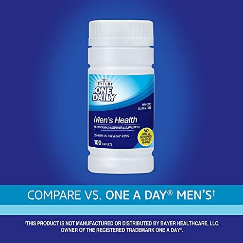 21st Century One Daily Men's Health Multivitamin Tablets, 100 Count | Complete Daily Multivitamin & Multimineral, Compare VS. One A Day® Men's, Men with Lycopene, Zinc & Lutein for Heart