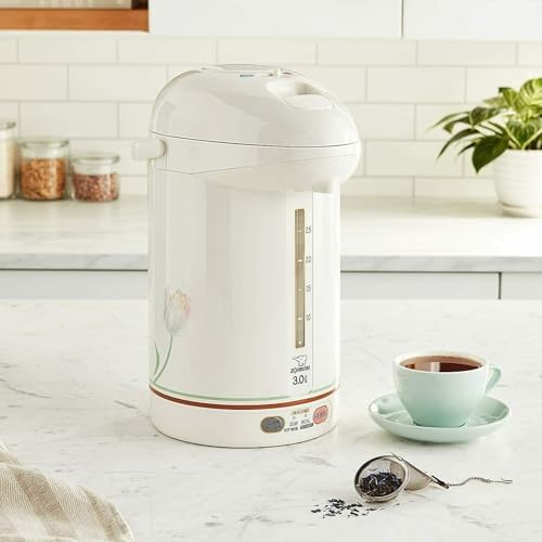 Zojirushi CW-PZC30FC Micom Super Boiler (3.0 Liters, White Ballerina) | Push-button dispensing, dechlorinate mode, safety lock, magnetic cord