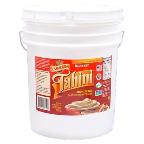 Sesame King Premium Sesame Tahini, 40lb. | Rich Creamy Taste For Hummus and other fine dishes | All-natural, Keto & Paleo friendly | Vegan, Non-gmo