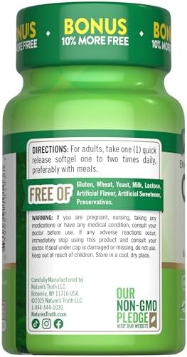 Nature's Truth CoQ10 200mg Softgels | 50 Count | Enhanced Absorption Supplement | Plus Black Pepper Extract | Non-GMO, Gluten Free