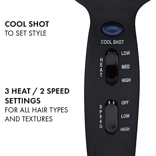 Hot Tools Pro Artist Turbo Styling Hair Dryer | Lightweight and Quiet, Silver/Black, 1 Count (Pack of 1) | Lightweight, Quiet