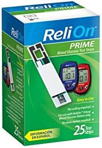 ReliOn 30G Ultra-Thin Lancets, 100-ct | ReliOn Prime Blood Glucose Test Strips, 25-ct | Bundled Set