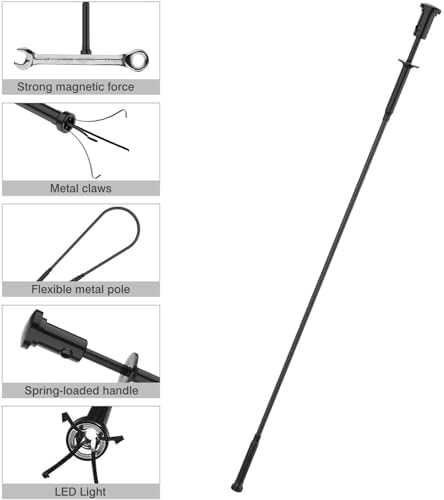 Housolution Grabber Tool Magnetic, Bendable Reacher with LED Lights, Blue