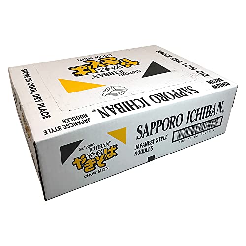 [SAPPORO ICHIBAN] Yakisoba, No.1 Tasting Instant Japanese Fried Noodles, Delicious Chow Mein (3.6 Oz. x 24 packs) | 24 Pack Case