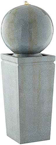 Sphere and Pillar 34 1/4" High LED Outdoor Indoor Large Bubbler Fountain