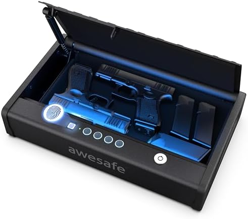 awesafe Biometric Gun Safe for Pistol, 3 Ways Quick Access with Fingerprint Digital PIN Key