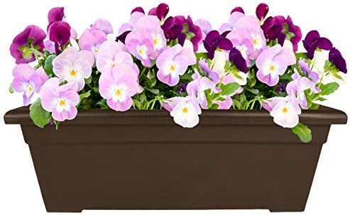 The HC Companies Romana Planter Box, 28 Inch, Clay, 1-Pack | Plastic, Drainage Plug, Lightweight, UV-Resistant, for Garden, Patio, Balcony & Fence