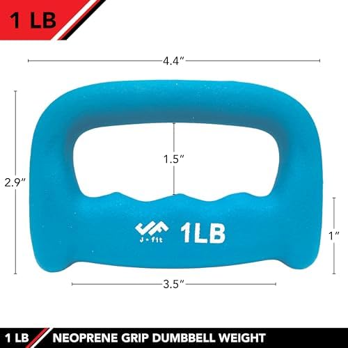 JFIT Neoprene D Grip Dumbbells - Single Weights 1LB-5LB - Premium Non-Slip, Hand Weights, Ergonomic Design