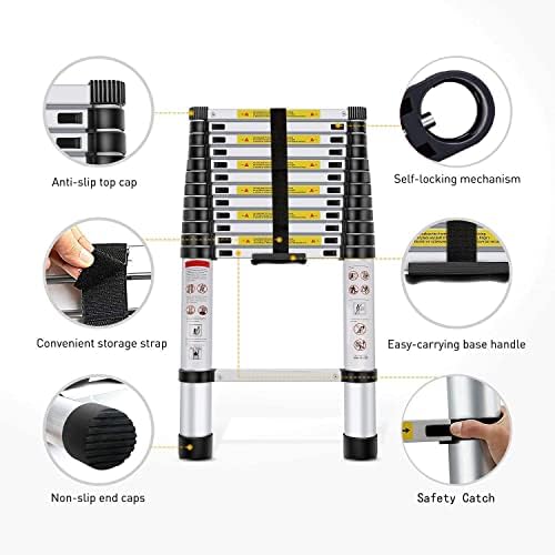 Jiahe 16.5fT/5M Aluminum Telescoping Extension Ladder Portable Multi-Purpose Portable Extension Ladder for Indoors Outdoors with Capacity of 330LB