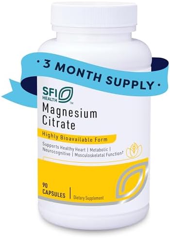 Klaire Labs SFI Health Magnesium Citrate Supplement, 90 Capsules | Supports Healthy Heart, Metabolic Function