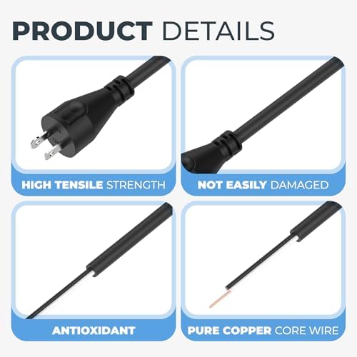 33007898 Power Cord, Compatible DW704 DW708 DW360 DW364 DWP849X DWP849 DW421, 10ft 16 Gauge 2 Wire Power Cord for Miter Saw, Circular Saw, Polisher