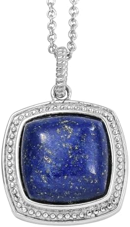Lapis Lazuli 10.60 ctw Pendant Necklace in Stainless Steel 20 Inches
