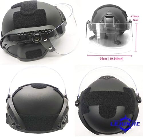 Tactical MICH 2000 Fast Helmet with Clear Riot Visor Face Shield Sliding Goggles for Airsoft Paintball CS War Games Outdoor Sports.