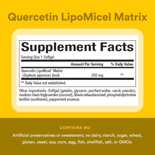 Natural Factors Quercetin LipoMicel Matrix 250 mg, 60 Softgels