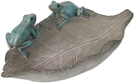 Bird-Feeder Wild Bird-Bath Bowl Outdoors - Garden Decor Polyresin Birds on Leaf 12.4 * 7.5 * 4.1 Inch-Newman House Studio