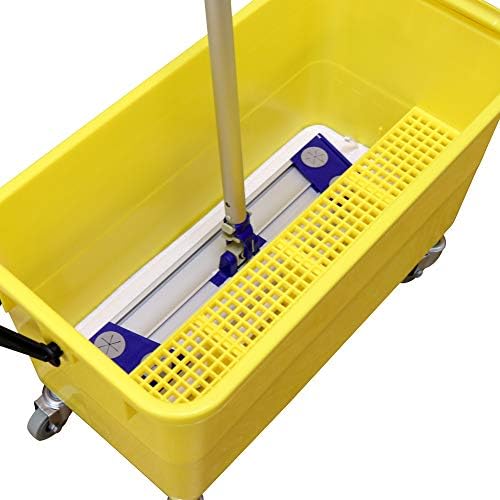 Arkwright Flat Mop Buckets On Wheels - 6 Gallons with Ergonomic Handle, Lid, Sieve and Wheels (Case of 3, Yellow)