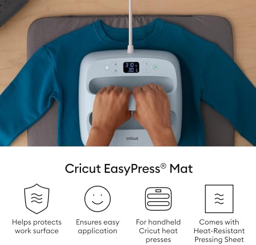 Cricut EasyPress Mat, Protective Heat-Resistant Mat for Heat Press Machines and HTV and Iron On Projects, [12" x 12"] (2004475)