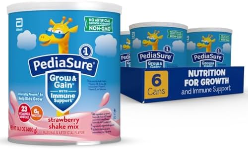 PediaSure Grow & Gain Shake Mix, 6g Protein, Vanilla, 14.1 oz Can, 3pk | 24 Servings, Great-Tasting Nutritional Shake Mix with Immune Support for Kids, 23 Vitamins & Minerals, Non-GMO & Gluten-Free
