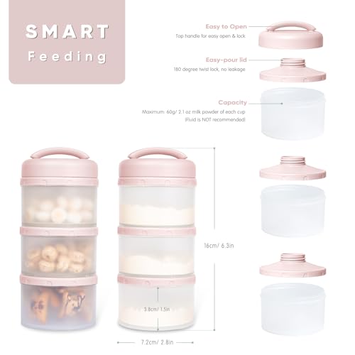 Termichy Stackable Formula Dispenser Portable Milk Powder Container, 2 Pack